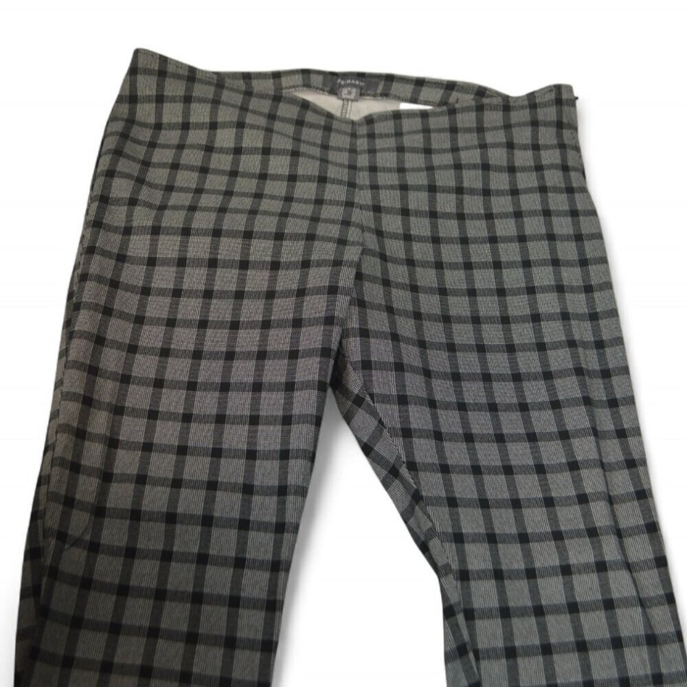 Primark Women's Plaid Ankle Pants Size 12 Gray Black Check Stretch Trousers